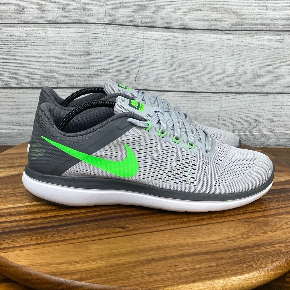 Nike Flex 2016 RN Gray Lime Green Trainer Running Shoe 830369-008 Men’s Size 11